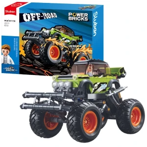 Set de construcție „monster truck verde”, cu inerție, 264 elem.