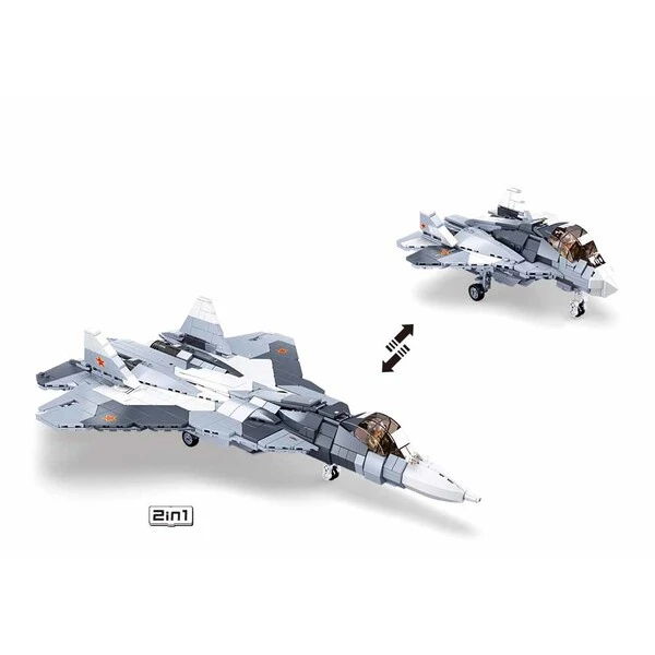 Set de construcție „avion reactiv de vânătoare 2 în 1”, gri, 1530 elem. 4