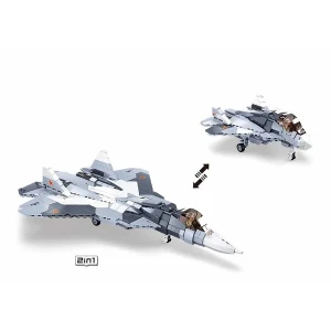 Set de construcție „avion reactiv de vânătoare 2 în 1”, gri, 1530 elem. Thumbnail 4