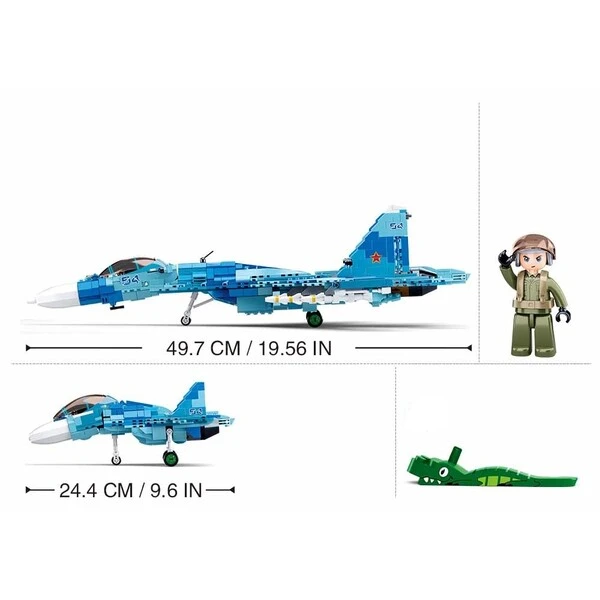 Set de construcție „avion reactiv de vânătoare 2 în 1”, albastru, 1040 elem. 3
