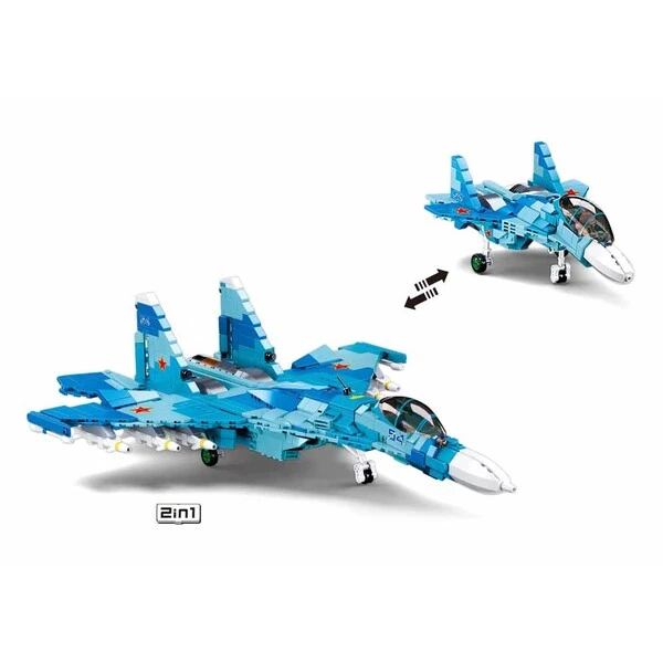 Set de construcție „avion reactiv de vânătoare 2 în 1”, albastru, 1040 elem. 4