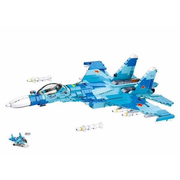 Set de construcție „avion reactiv de vânătoare 2 în 1”, albastru, 1040 elem. 2