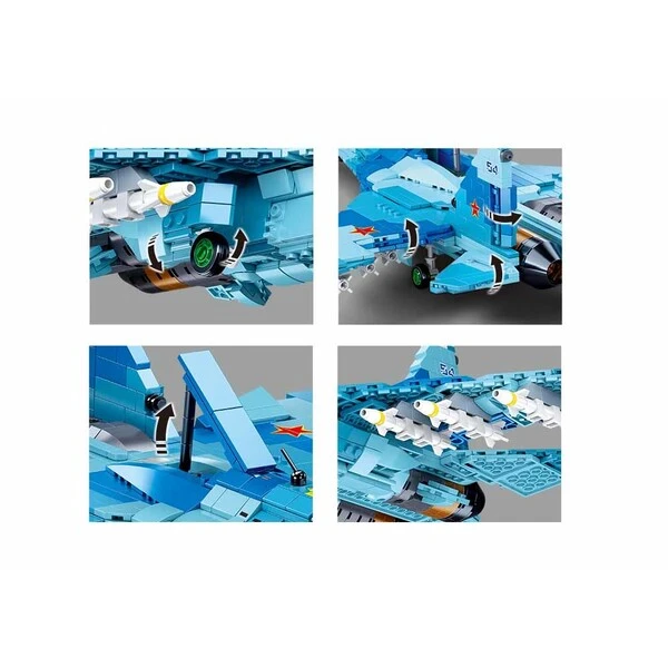 Set de construcție „avion reactiv de vânătoare 2 în 1”, albastru, 1040 elem. 5