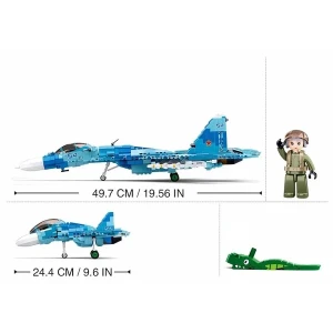 Set de construcție „avion reactiv de vânătoare 2 în 1”, albastru, 1040 elem. Thumbnail 3