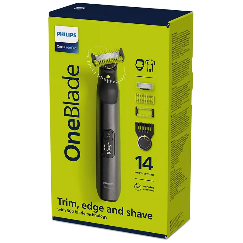 Trimmer pentru bărbați philips oneblade pro 360 qp6551/15, crom 7