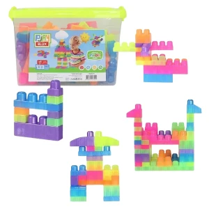 Set de construcție găleată cu blocuri neon "play blox", 133 piese