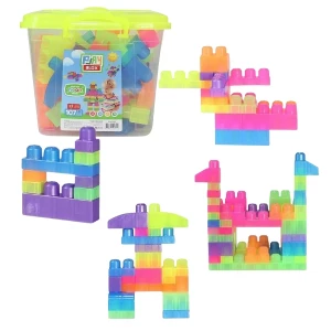 Конструктор Ведёрко с неоновыми блоками "Play Blox", 107 элем.