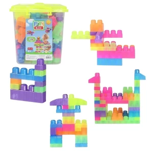 Конструктор Ведёрко с неоновыми блоками "Play Blox", 83 элем.