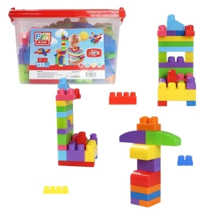 Set de construcție găleată cu blocuri strălucitoare "play blox", 133 piese