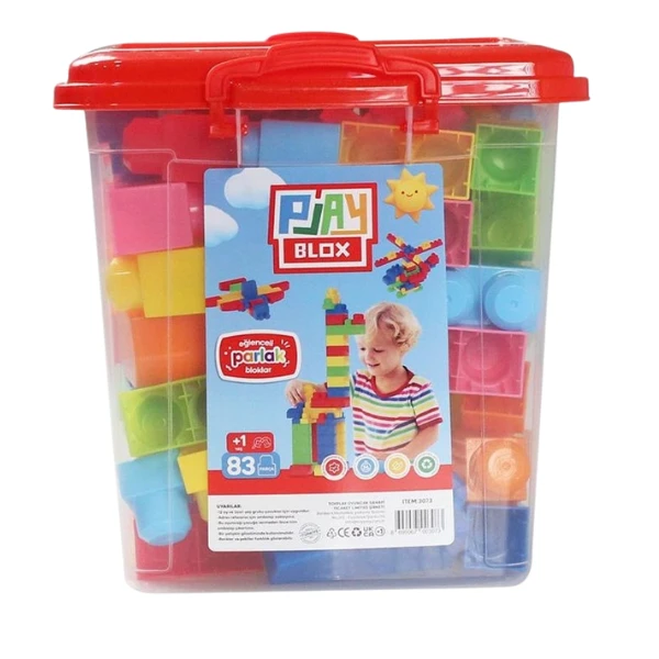 Конструктор ведёрко с блестящими блоками "play blox", 83 элем. 3