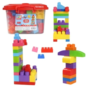 Set de construcție găleată cu blocuri strălucitoare "play blox", 56 piese