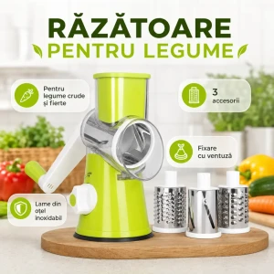 Răzătoare multifuncțională smart drum shopper – 3 lame interschimbabile, sigură și eficientă (at-1806)