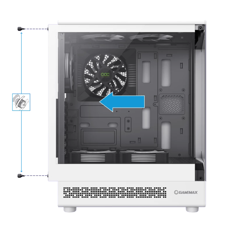 Carcasă pc gamemax vista coc aw, midi-tower, fără psu, alb 6