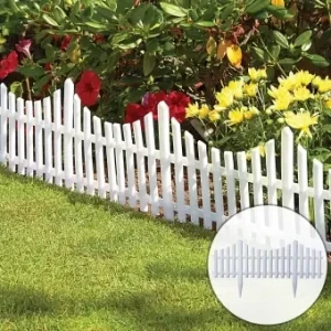 Set din 4 buc gard detasabil pentru gazon, alb (307844)