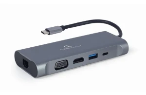 Adaptor video cablexpert a-cm-combo7-01, usb type-c - lan, vga, hdmi, usb type-c, usb type-a, sd card-reader, gri Thumbnail 3