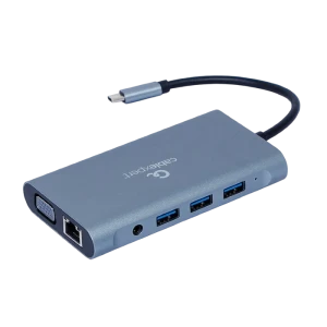Adaptor video cablexpert a-cm-combo7-01, usb type-c - lan, vga, hdmi, usb type-c, usb type-a, sd card-reader, gri Thumbnail 2