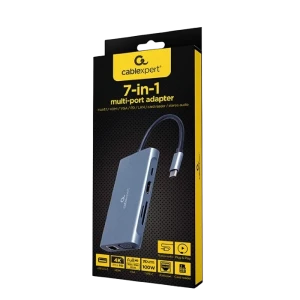 Adaptor video cablexpert a-cm-combo7-01, usb type-c - lan, vga, hdmi, usb type-c, usb type-a, sd card-reader, gri Thumbnail 4