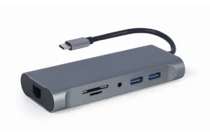 Adaptor video cablexpert a-cm-combo7-01, usb type-c - lan, vga, hdmi, usb type-c, usb type-a, sd card-reader, gri Thumbnail 7