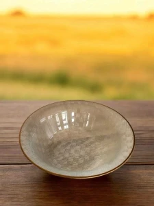BOL ELEGANT PENTRU SALATE DIN STICLA CU DETALIU AURIU (SML166)