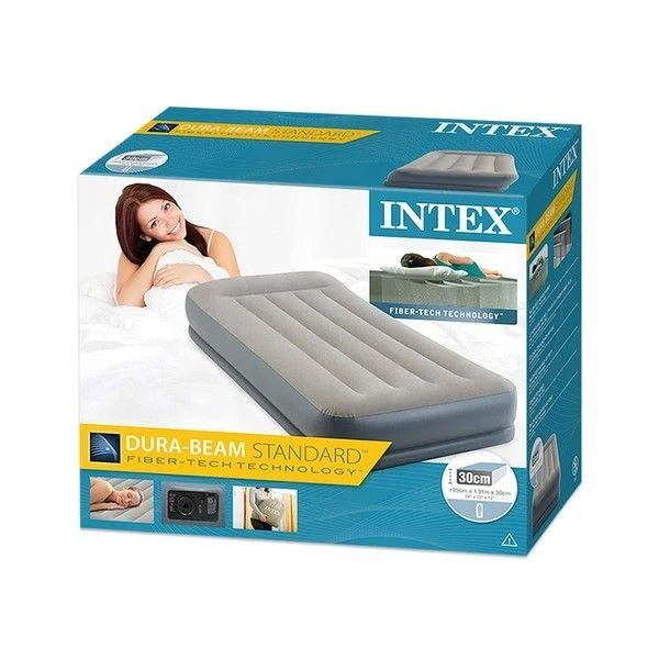 Intex saltea gonflabilă "velur mid-rise air" 99x191x30 cm cu tetieră și pompă încorporată 220v, până la 136 kg 2