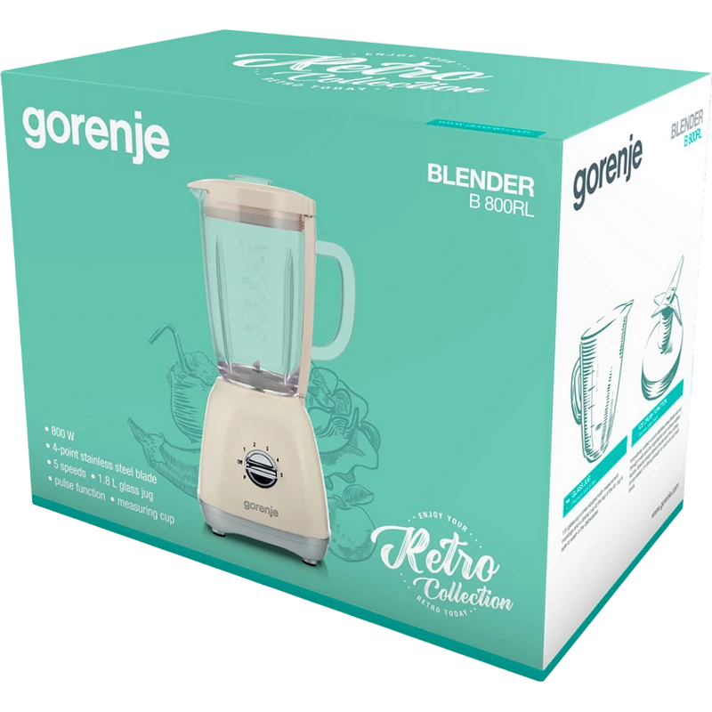 Blender staționar gorenje retro collection b800rl, bej 3