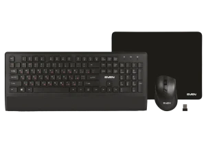 Set tastatură + mouse + mouse pad sven kb-c3800w, fără fir, negru