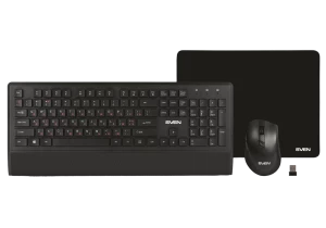 Клавиатура, мышь и коврик для мыши SVEN KB-C3800W, Беспроводное, Чёрный