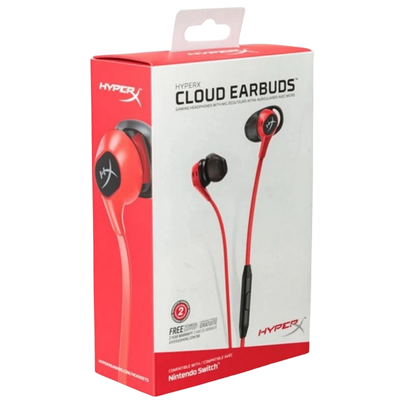 Игровая гарнитура hyperx cloud earbuds ii, проводной аналоговый, красный 5