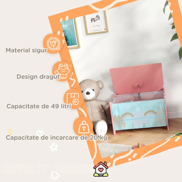 Băncuță cu spațiu de depozitare „pink forest”, u-grow 3