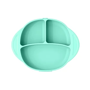Farfurie compartimentata din silicon u-grow cu ventuza si capac, galben-verde Thumbnail 5