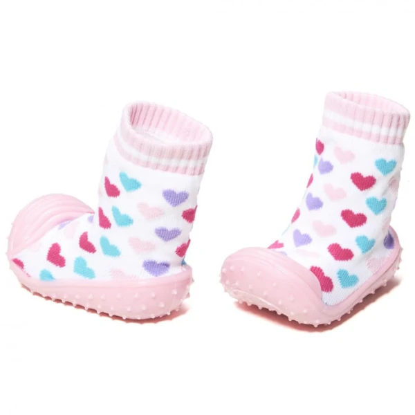 Șosete cu inimioare antiderapante pentru copii, mărimea 19 2
