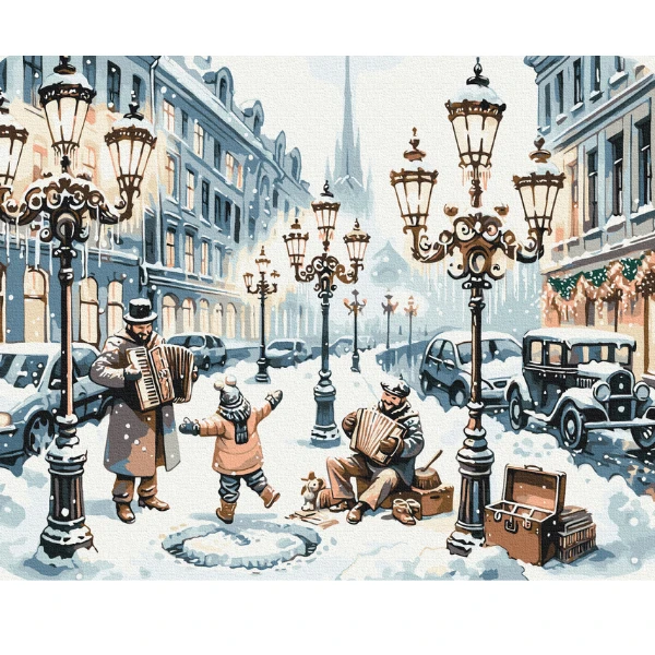 Картина по номерам 40*50 см (в упаковке) - однажды на заснеженной улице 3