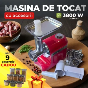 ЭЛЕКТРИЧЕСКАЯ МЯСОРУБКА RAINBERG 3800W С НАСАДКАМИ + ПОДАРОК: НАБОР ИЗ 9 КОНТЕЙНЕРОВ