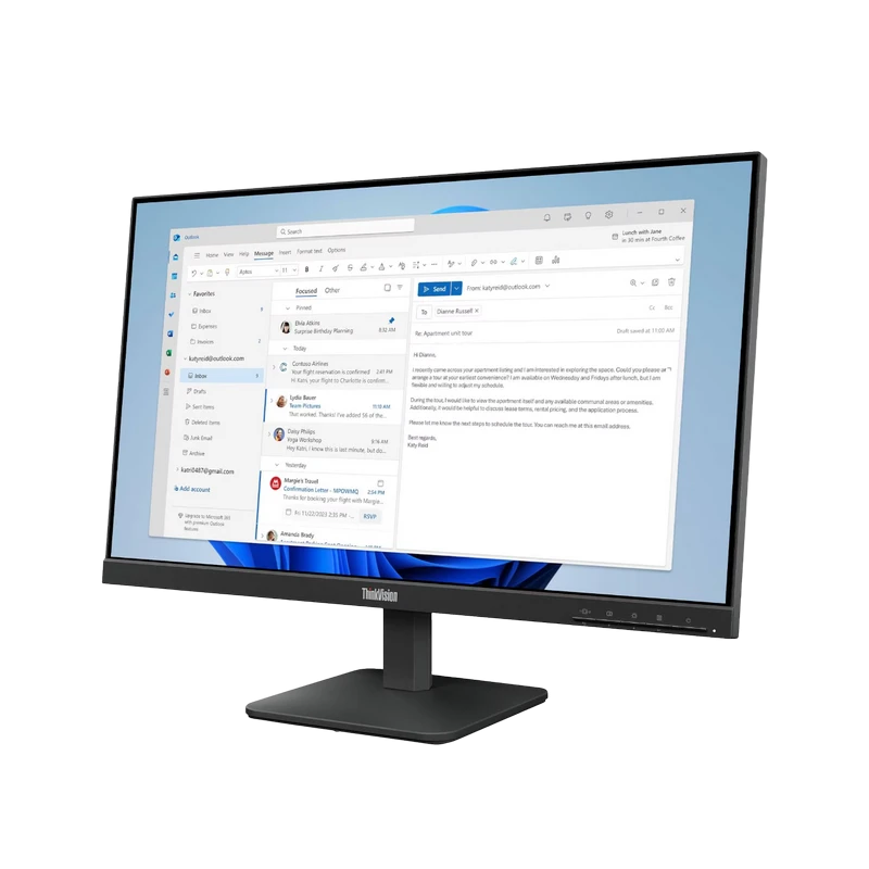 23,8" монитор lenovo thinkvision s24-4e, ips 1920x1080 fhd, чёрный 3