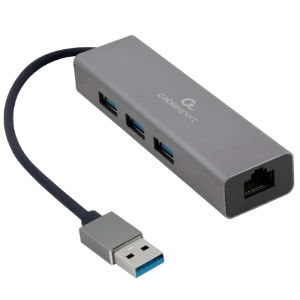 Usb-концентратор cablexpert a-amu3-lan-01, серый