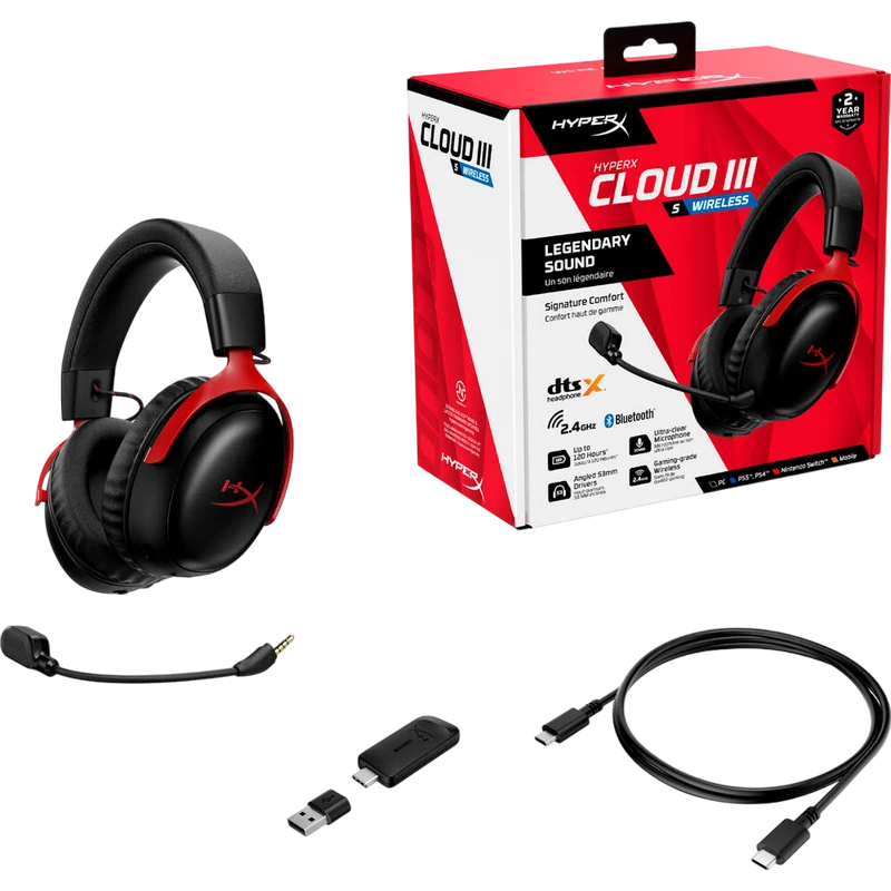 Игровая гарнитура hyperx cloud iii s, беспроводной, черный | красный 5