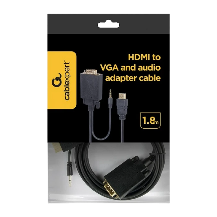 Cablu video cablexpert a-hdmi-vga-03-6, hdmi (m) - vga d-sub + 3.5 mm jack, 1,8m, negru 2
