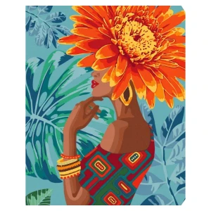 Pictură pe numere 40*50 cm (în cutie) – fată - floare tropicală