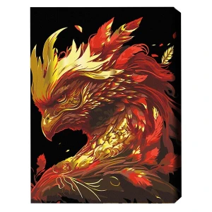 Pictură pe numere 40*50 сm (pânză neagră/fără cutie) – phoenix de aur