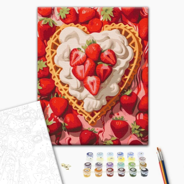 Pictură pe numere 40x50 cm (fără cutie)  –  căpșuni și cremă 2