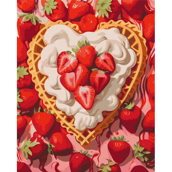 Pictură pe numere 40x50 cm (fără cutie)  –  căpșuni și cremă 3