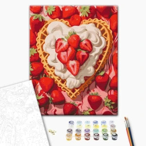 Pictură pe numere 40x50 cm (fără cutie)  –  căpșuni și cremă Thumbnail 2