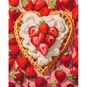 Pictură pe numere 40x50 cm (fără cutie)  –  căpșuni și cremă Thumbnail 3