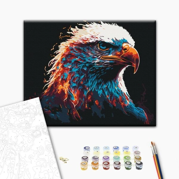 Pictură pe numere 40*50 cm (în cutie) – vultur în flăcări 2