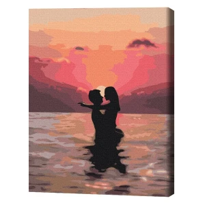 Pictură pe numere 40*50 сm (în cutie)– îndrăgostiți la apus