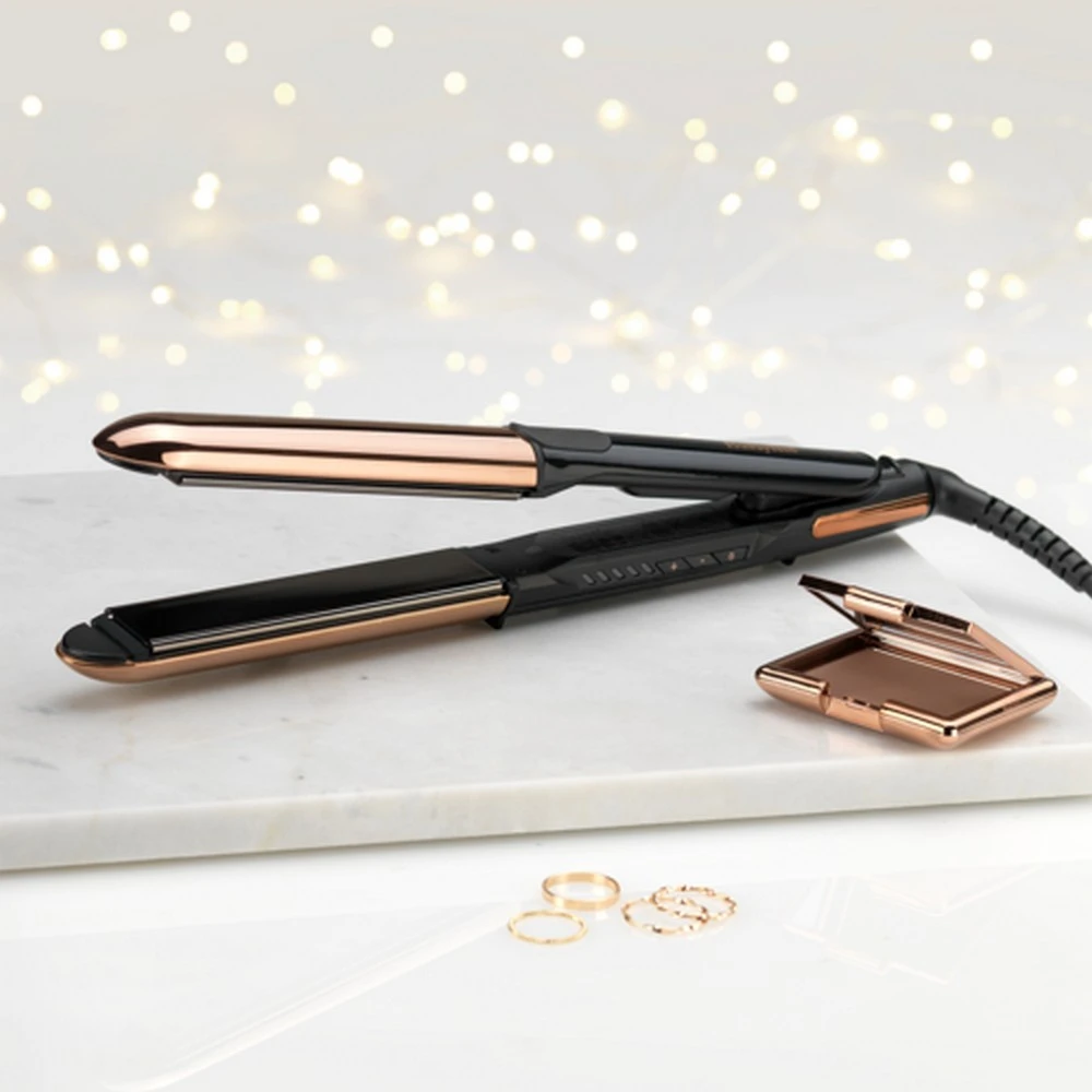 Выпрямитель для волос babyliss straight & curl brilliance st482e, черный | золотистый 10