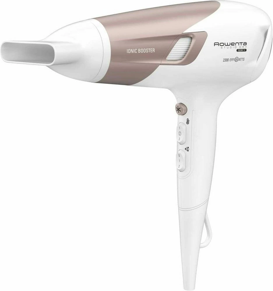 Фен rowenta studio dry glow cv5830f0, 2100 вт, белый | розовый 7