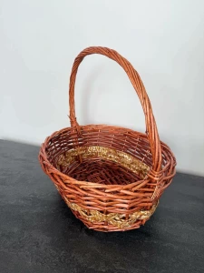 КОРЗИНА КОРИЧНЕВАЯ ИЗ ЛОЗЫ С РУЧКОЙ – ОВАЛЬНАЯ  30x40 СМ