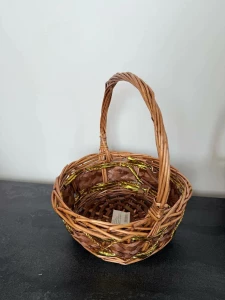 КРУГЛАЯ ПЛЕТЕНАЯ КОРЗИНА С РУЧКОЙ 29×29 CM