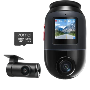 Комплект видеорегистраторов передней и задней панели автомобиля 70mai 4K Omni X800+Rear Cam+SD Card, Черный
